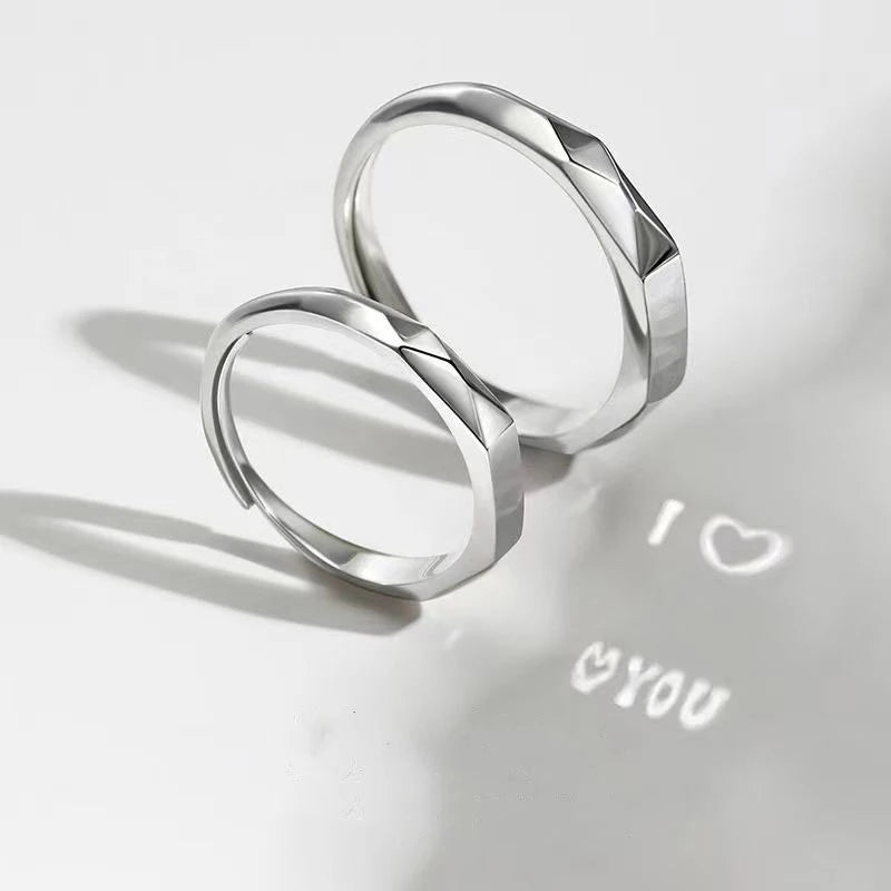 Projection Engagement Rings 925 Silver I LOVE YOU Couple Rings Jewelry for Propose Girlfriend Valentines Day Christmas Gifts