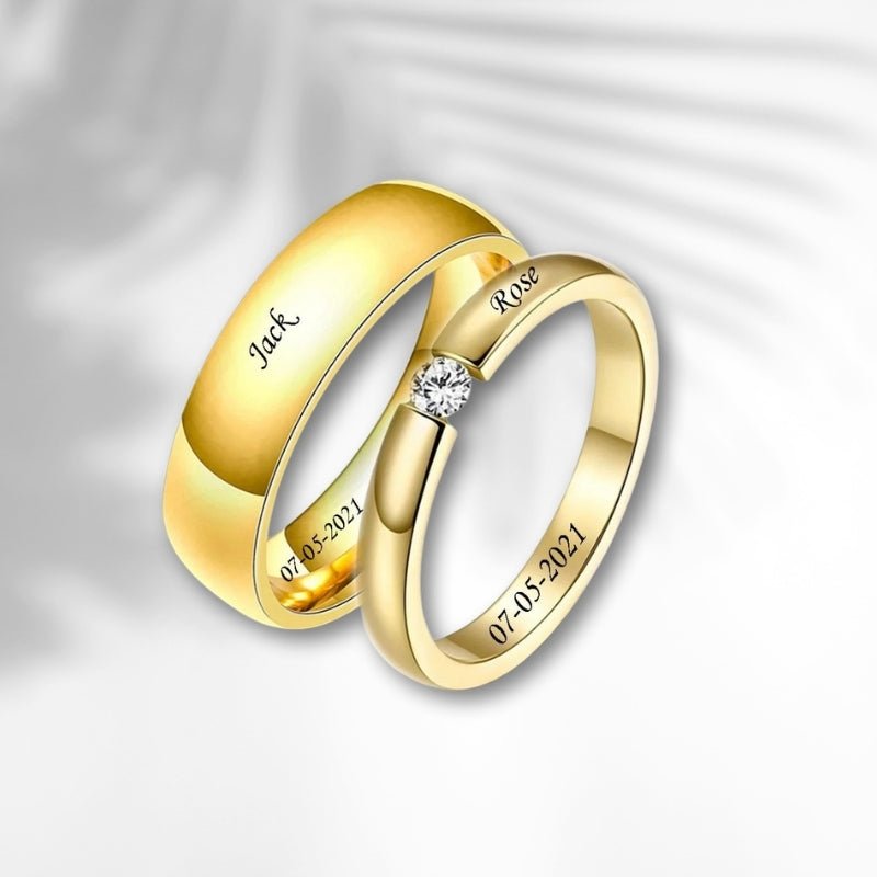 Whispering Vows Gold Couple Rings